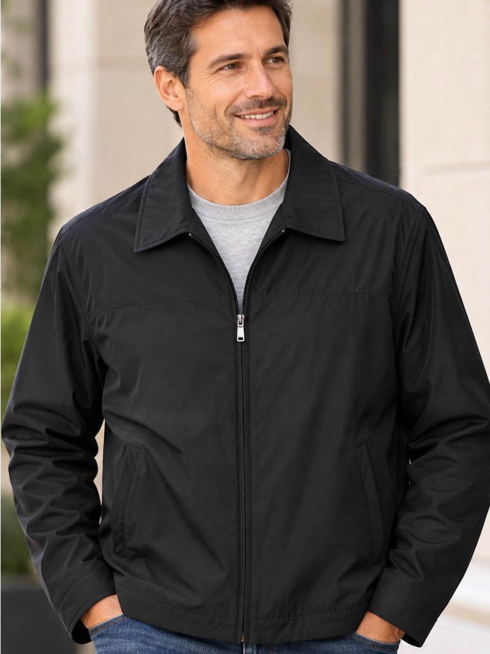 Kenneth Cole Reaction Jacket Size XL Black Lightweight Lined Zip Interior Pocket